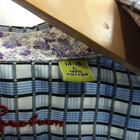 Robert Graham Printed Button Shirt Sz L 14-16 - Picture 2 of 4